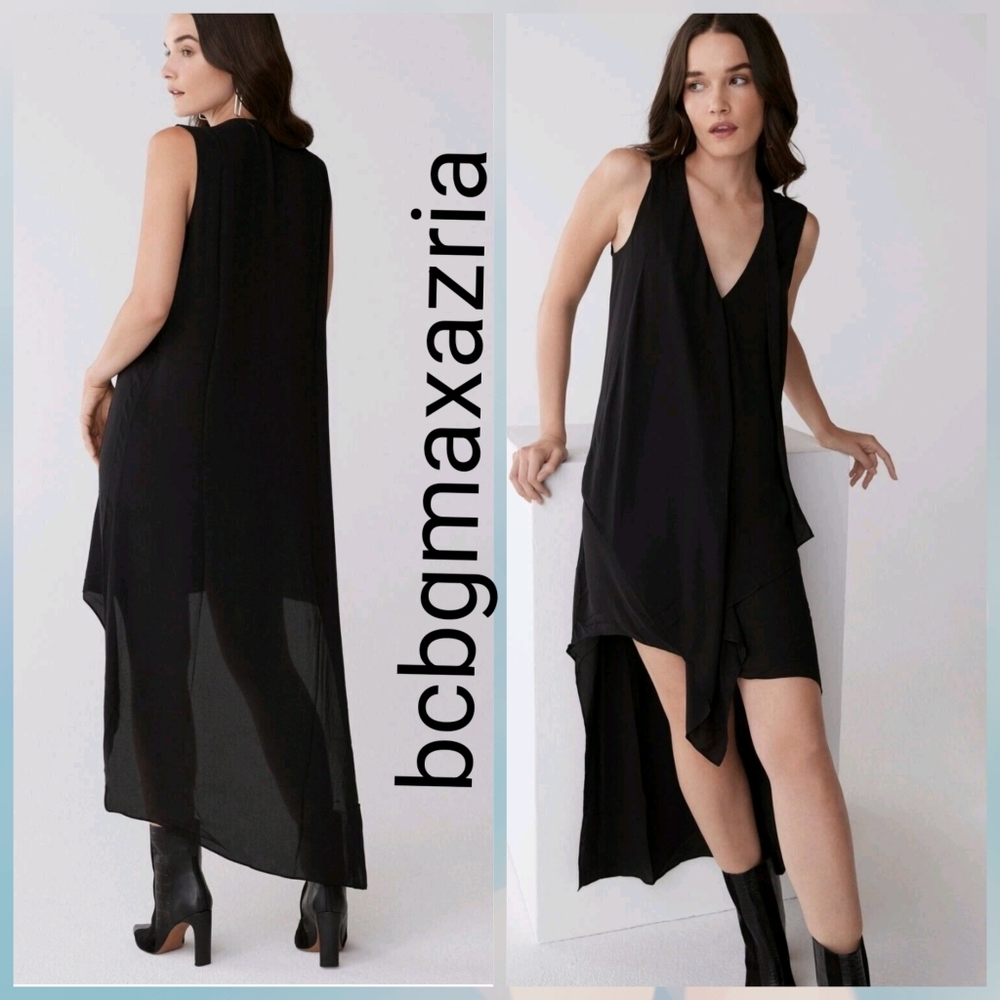 New BCBG MaxAzria Tara Cascade Ruffle Dress Maxi Dress Blk